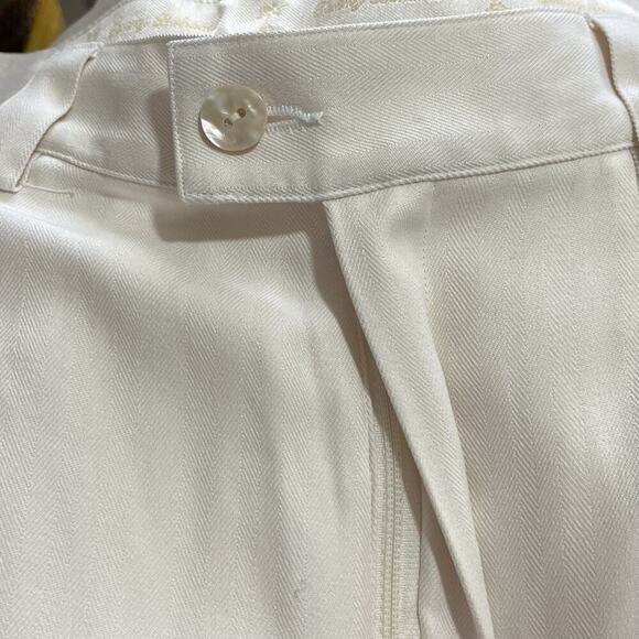 Tommy Bahama Womens Silk Pleated Straight Leg Pants Size 14 White Resort Vacay - Picture 4 of 8